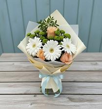 Букет цветов из:  Герберы, Розы и Хризантемы в Ельники